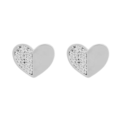 Earring Diamante Half Heart