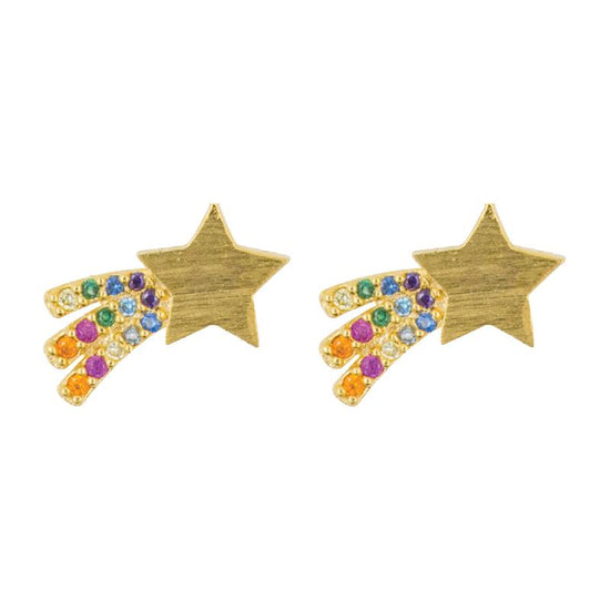 Earring Diamante Shooting Star Rainbow