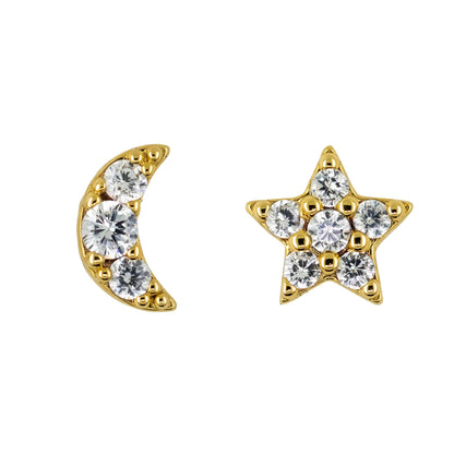 Earring Diamante Star and Moon