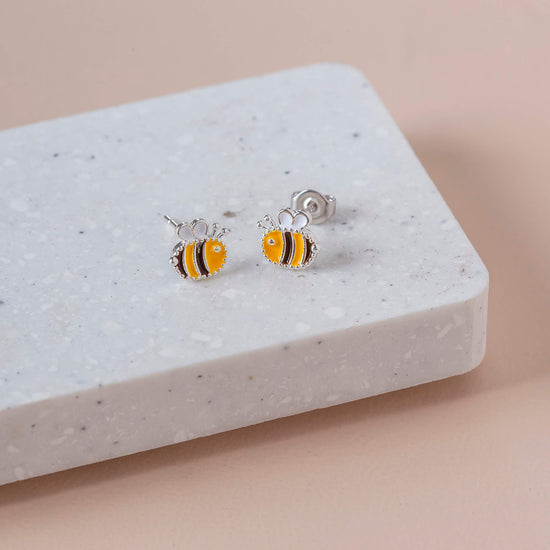 Earring Epoxy Bumble Bee Silver