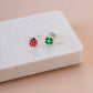 Earring Epoxy Ladybird and Clover Silver