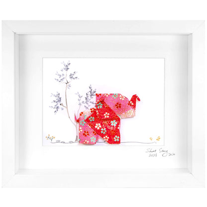 Small White Frame Happy Elephant Pink