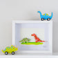 Small White Frame Dinosaur Friends